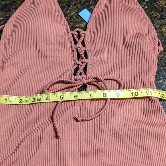 Womens One Piece Swimsuit Tan Cupshe Ribbed Padded - Picture 11 of 12